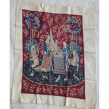 The Touch The Lady At The Unicorn Tapestry Wall Hanging Stitching 24x17.5 Vtg