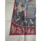 The Touch The Lady At The Unicorn Tapestry Wall Hanging Stitching 24x17.5 Vtg