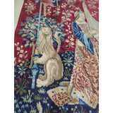 The Touch The Lady At The Unicorn Tapestry Wall Hanging Stitching 24x17.5 Vtg