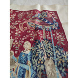 The Touch The Lady At The Unicorn Tapestry Wall Hanging Stitching 24x17.5 Vtg