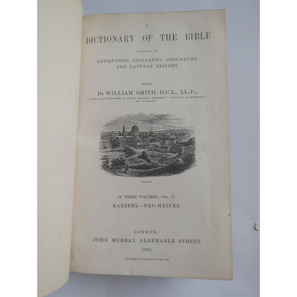 Dictionary of The Bible by Smith 1863 Leather 3 Volumes Geography Antiquities HC