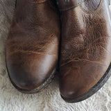 Born Thick Distressed Leather Knee High Riding Boots Calf Stretchers Size 7 / 38