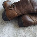 Born Thick Distressed Leather Knee High Riding Boots Calf Stretchers Size 7 / 38