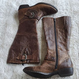 Born Thick Distressed Leather Knee High Riding Boots Calf Stretchers Size 7 / 38