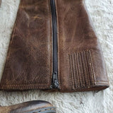 Born Thick Distressed Leather Knee High Riding Boots Calf Stretchers Size 7 / 38