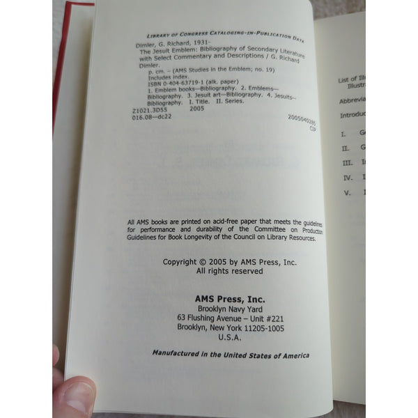 G Richard Dimler Jesuit Emblem Bibliography of Secondary Literature 1st 2005 HC
