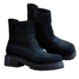 EARTH ORIGINS FRANKIE Black Suede Leather Zip Platform Chunky Booties Size 6