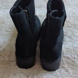 EARTH ORIGINS FRANKIE Black Suede Leather Zip Platform Chunky Booties Size 6