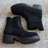 EARTH ORIGINS FRANKIE Black Suede Leather Zip Platform Chunky Booties Size 6