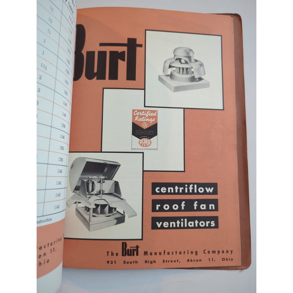 Akron OH  Burt Manufacturing Co Burt Handbook Of Ventilation Data Many Pieces SC