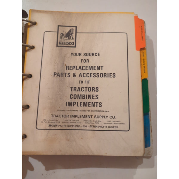 Tisco Tractor Implement Supply Co Price List Tractor Parts List Binder  Vtg
