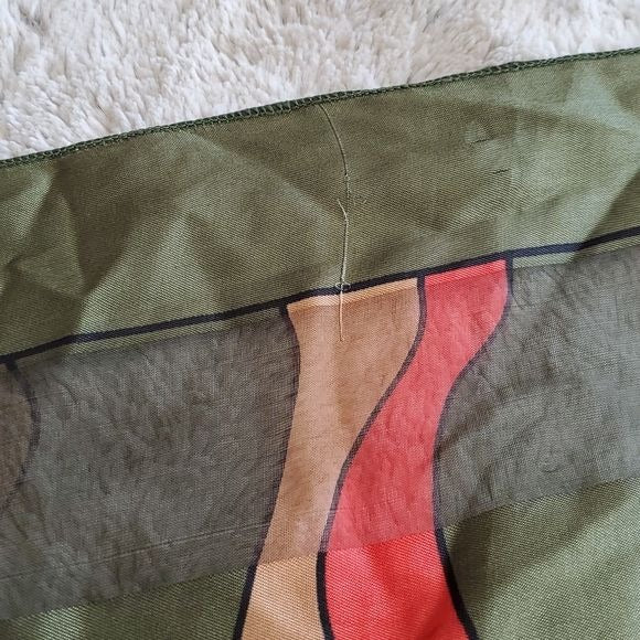 Rare Paloma Picasso Silk Green Red Gold Black  Fashion Tie Scarf Accent 3 ft sq