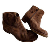 Sofft Brooklee Perforated Light Brown Suede Leather Ankle Booties Size 6.5