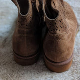 Sofft Brooklee Perforated Light Brown Suede Leather Ankle Booties Size 6.5
