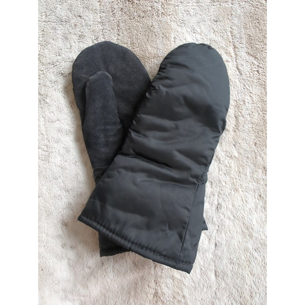 Vintage Black Alaska Wear Leather Mittens Size L Cowhide Soft Durable Usa Made