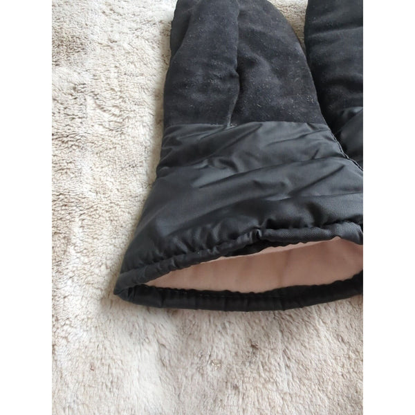 Vintage Black Alaska Wear Leather Mittens Size L Cowhide Soft Durable Usa Made