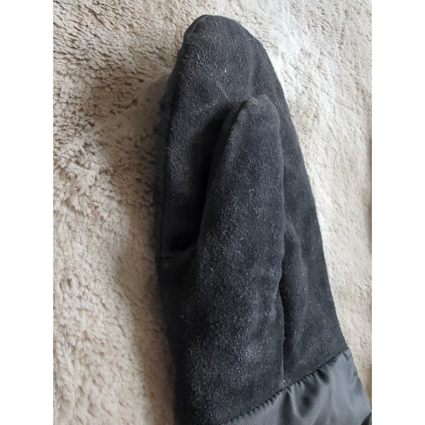 Vintage Black Alaska Wear Leather Mittens Size L Cowhide Soft Durable Usa Made