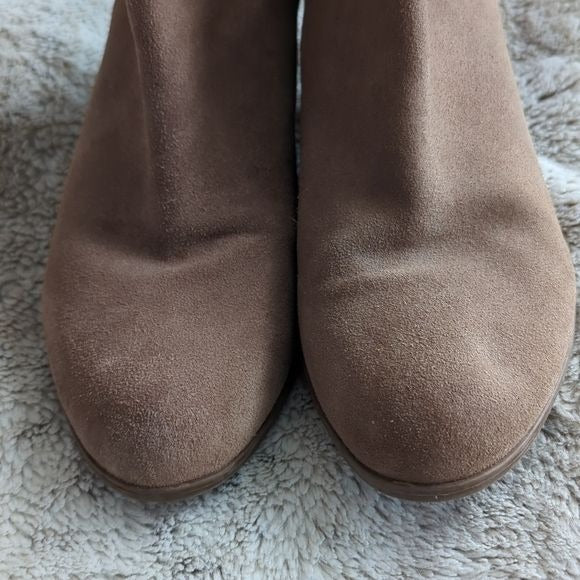 Franco Sarto Brown Suede Buckle Detailing Heeled Ankle Booties Size 8.5