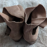 Franco Sarto Brown Suede Buckle Detailing Heeled Ankle Booties Size 8.5