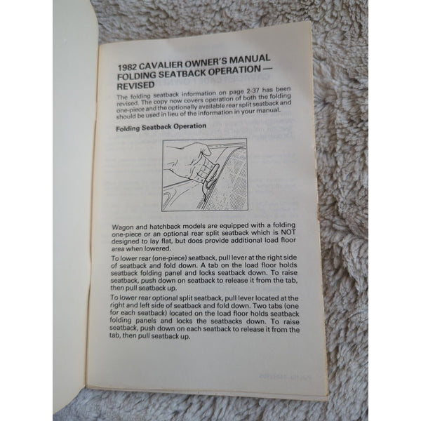 1982 Chevrolet Cavalier Owners Manual User Guide Reference Operator Book Fuses