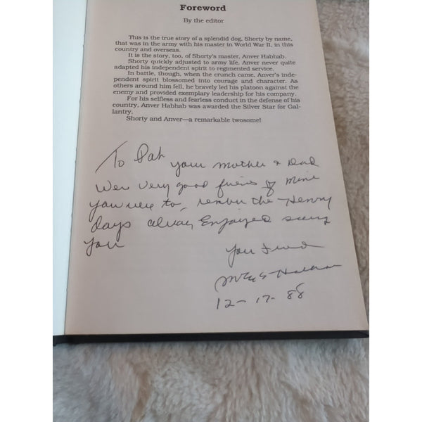 Shorty At War 1941-1945 His Master Anver Habhab HC 1988 Vtg Signed By Author
