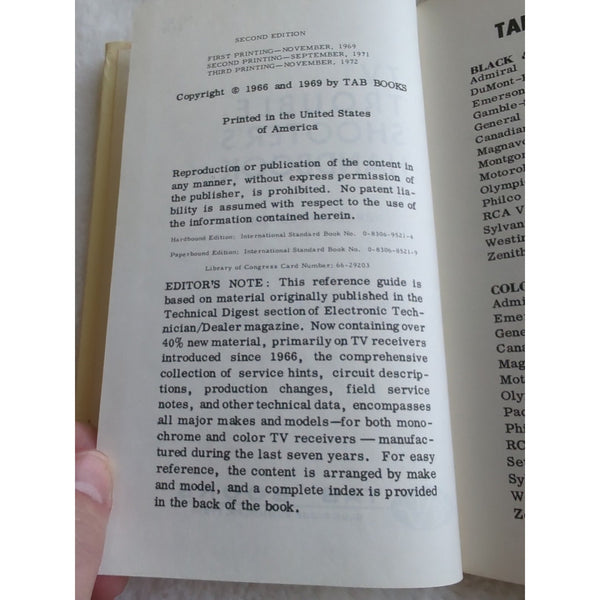 Vtg TV Trouble-Shooter's Handbook New 2nd Edition 1969 TAB Books #521 HC