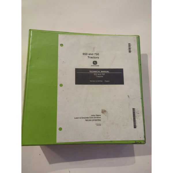 JOHN DEERE 650 AND 750 TRACTORS TECHNICAL MANUAL Binder TM1242
