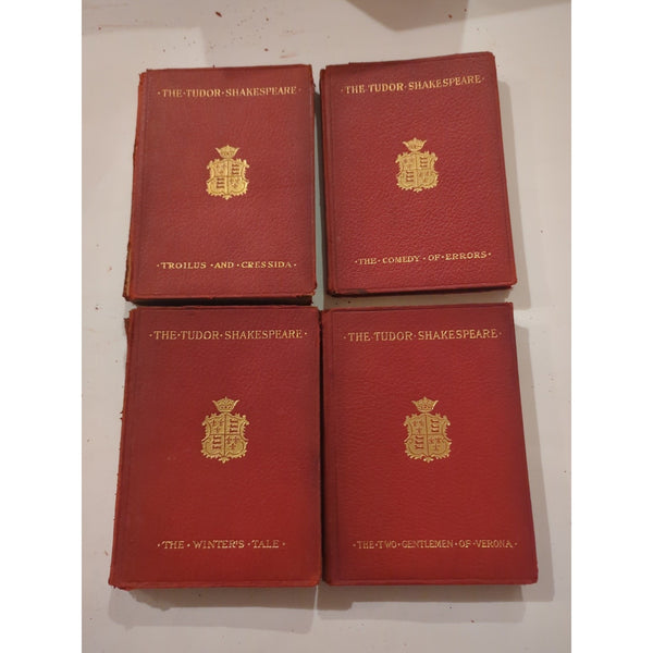 THE TUDOR SHAKESPEARE Collection Rough Cond Red Leather Macmillan 34 Vols Vtg