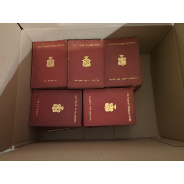 THE TUDOR SHAKESPEARE Collection Rough Cond Red Leather Macmillan 34 Vols Vtg