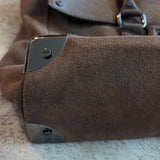 Kenneth Cole Brown Suede Leather Wider Satchel Shoulder Bag Fold Over Flap Purse