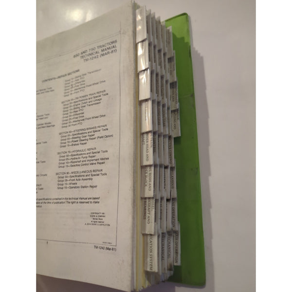 JOHN DEERE 650 AND 750 TRACTORS TECHNICAL MANUAL Binder TM1242