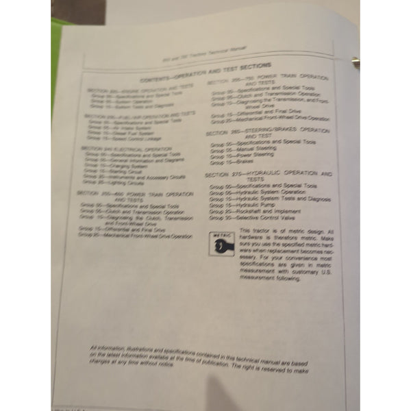 JOHN DEERE 650 AND 750 TRACTORS TECHNICAL MANUAL Binder TM1242