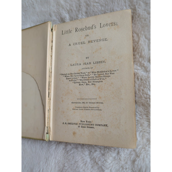Little Rosebud's Lovers By Laura Jean Libbey 1886 Hardcover Antique Book Vtg