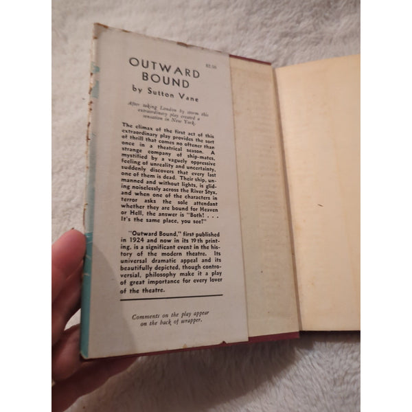 1924 Edition OUTWARD BOUND SHIP OF DEAD PEOPLE By SUTTON VANE SCARCE DJ HC Vtg
