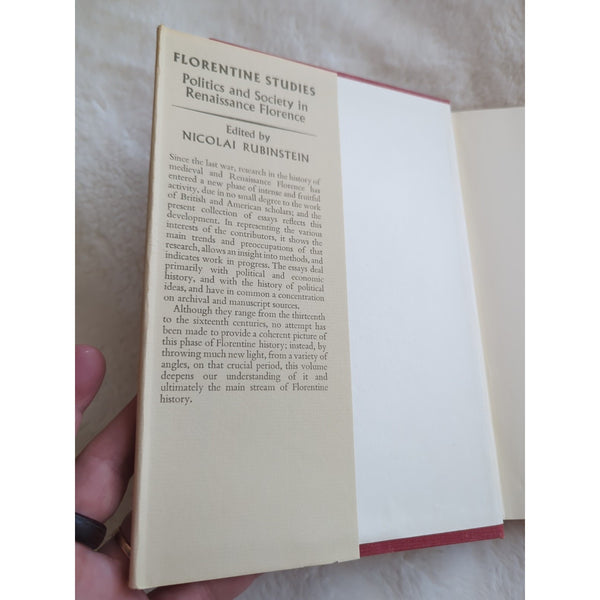 RUBINSTEIN, NICOLAI Florentine studies politics and society in Renaissance HC DJ
