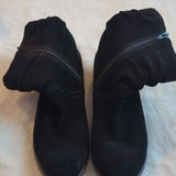 Earth Avani Butternut Size 11 Women's Black Suede Zip Ankle Boots Buckle Accent