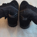 Earth Avani Butternut Size 11 Women's Black Suede Zip Ankle Boots Buckle Accent