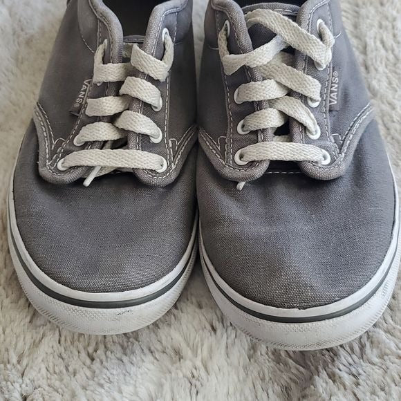 Vans Grey Canvas Knit Tie Low Top Fashion Sneakers Flats Shoes Size 6.5