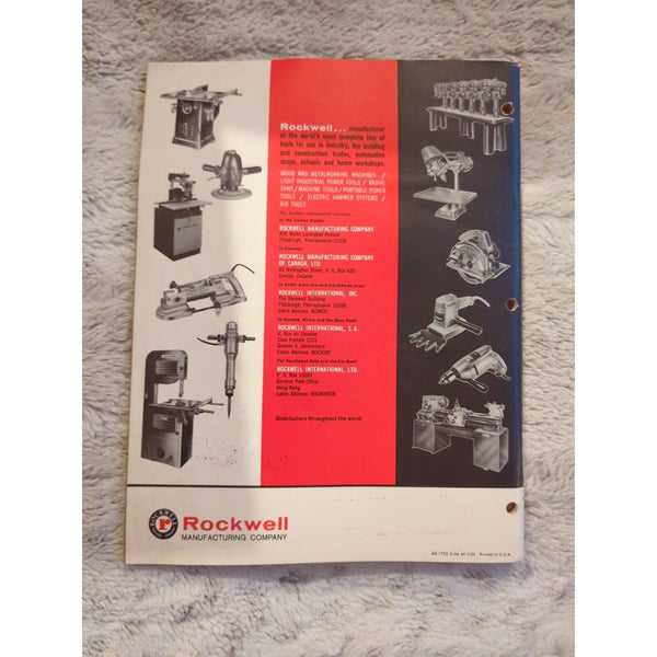 Rockwell Delta Industrial Machines catalog tools 1966 Supplies Manufacturing Vtg