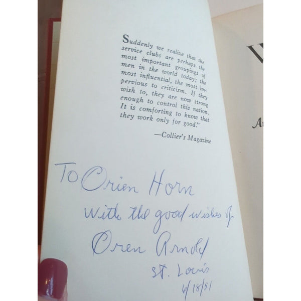 The Widening Path An Interperative Record of Kiwanis Oren Arnold 1949 Signed HC