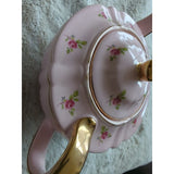 Vintage Sadler Pale Pink Chintz Teapot Roses #2353 Gold Trim Made in England