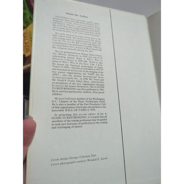 A Guide to Restringing by John W Travis 1982 HC Vtg Piano 2nd Edition Eaton