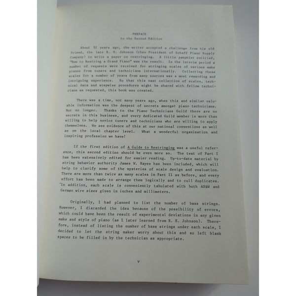 A Guide to Restringing by John W Travis 1982 HC Vtg Piano 2nd Edition Eaton