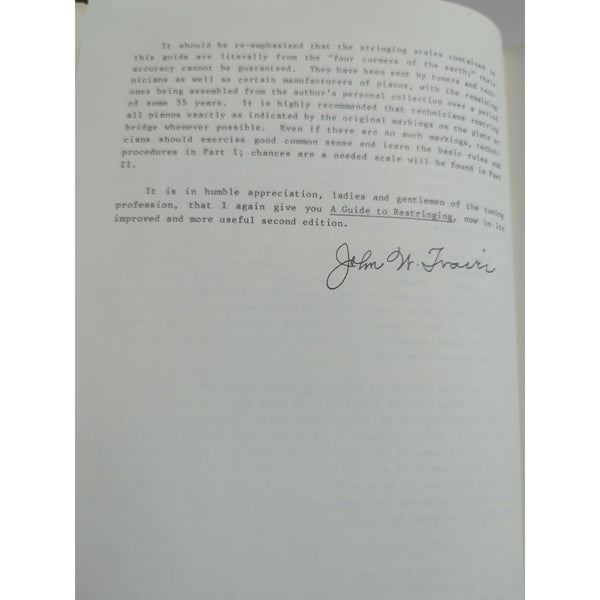 A Guide to Restringing by John W Travis 1982 HC Vtg Piano 2nd Edition Eaton