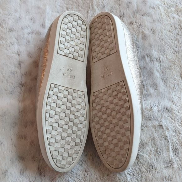 Birdies The Swift Slip On Sneakers Shoes Flats Size 9.5 Leather Metallic Gold