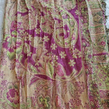 Pashmina Silk Schawl Scarf Wrap Floral and Paisley Design w Tassels Pink Gold