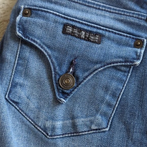 Hudson Medium Wash Lower Rise Bacara Crop Straight Cuffed Blue Jeans Size 25