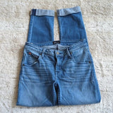 Hudson Medium Wash Lower Rise Bacara Crop Straight Cuffed Blue Jeans Size 25