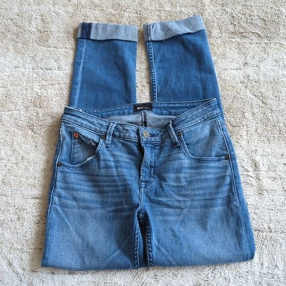 Hudson Medium Wash Lower Rise Bacara Crop Straight Cuffed Blue Jeans Size 25
