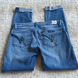 Hudson Medium Wash Lower Rise Bacara Crop Straight Cuffed Blue Jeans Size 25
